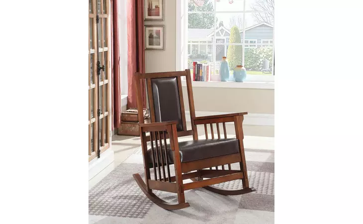 600058 UPHOLSTERED ROCKING CHAIR TOBACCO AND DARK BROWN COASTER  600058