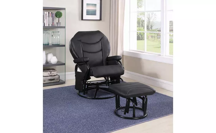 2946  UPHOLSTERED GLIDER RECLINER WITH OTTOMAN BLACK