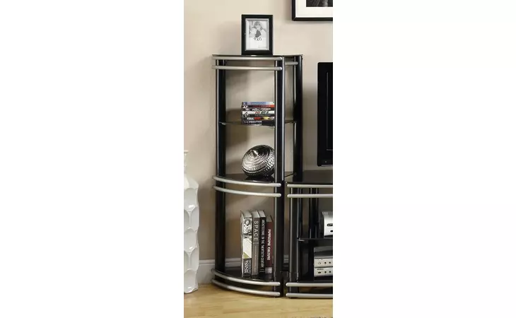 700723  CONTEMPORARY BLACK AND SILVER MEDIA TOWER