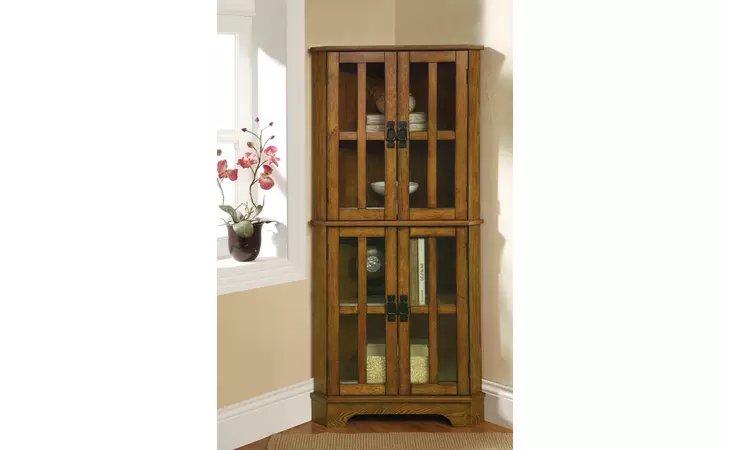 950185 4-SHELF CORNER CURIO CABINET GOLDEN BROWN COASTER  950185