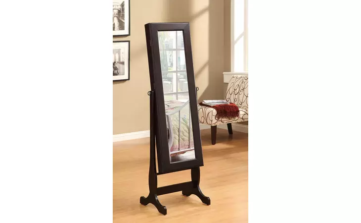 901805  JEWELRY CHEVAL MIRROR WITH DRAWERS CAPPUCCINO