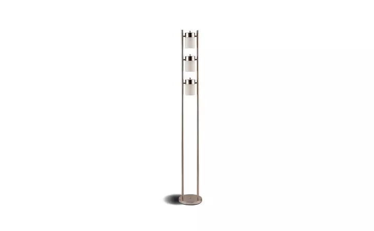900733  FLOOR LAMP WITH 3 SWIVEL LIGHTS BRUSHED SILVER