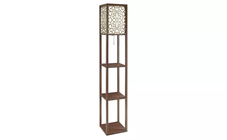 901568  SQUARE FLOOR LAMP WITH 3 SHELVES CAPPUCCINO