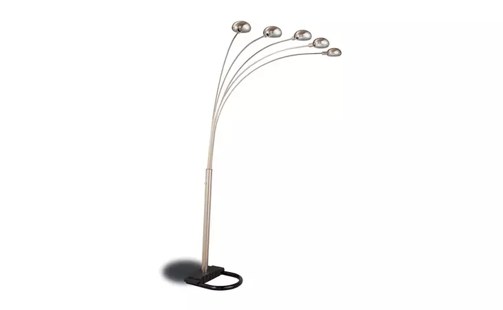 1243  5-LIGHT FLOOR LAMP WITH CURVY DOME SHADES CHROME AND BLACK